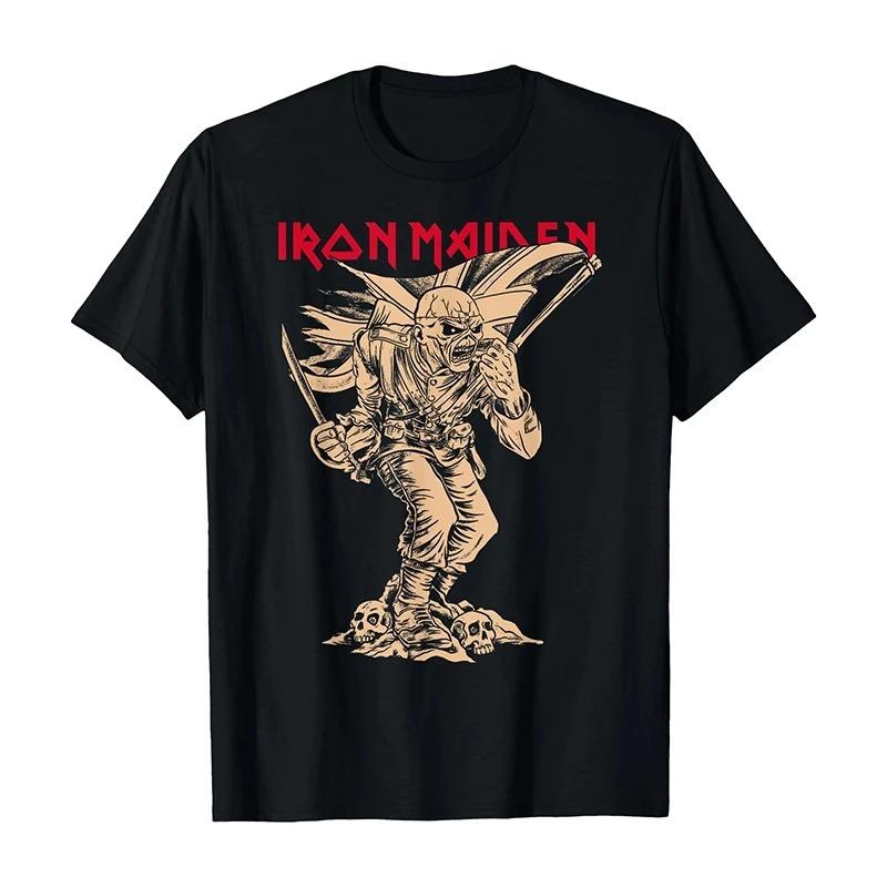 T-shirt Iron Maiden Groupe de Heavy Metal Rock Punk Lâche Surdimensionné Vintage Injection Directe Manches Courtes T-shirt Confortable Respirant