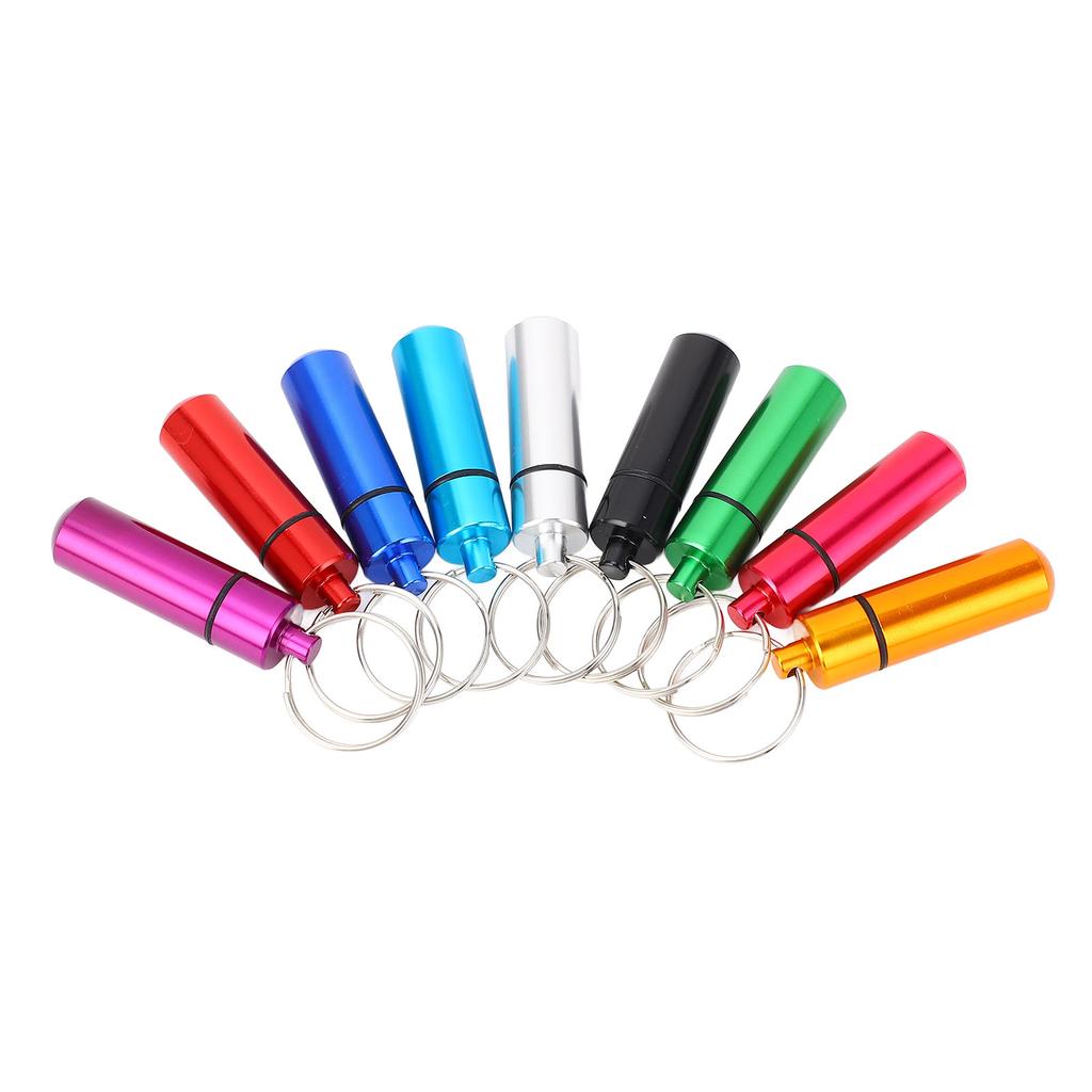 9pcs Holder, Aluminium Box Case with Keychain, Water Proof Medicine Holder for Outdoor Storage