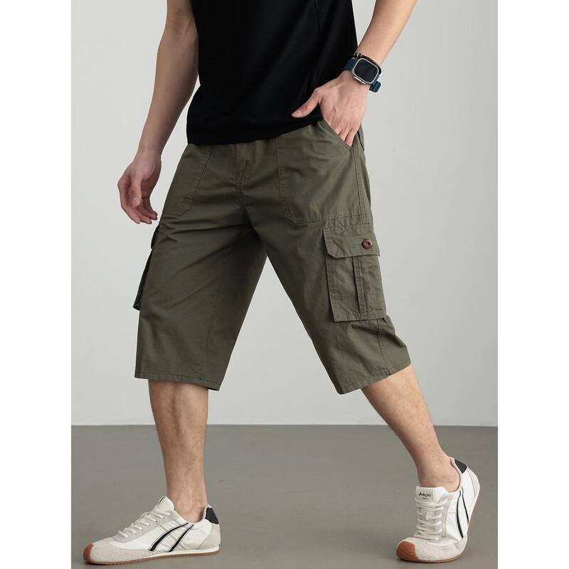 Hengyuanxiang Men's Pure Cotton Loose Fit Casual Workwear Shorts
