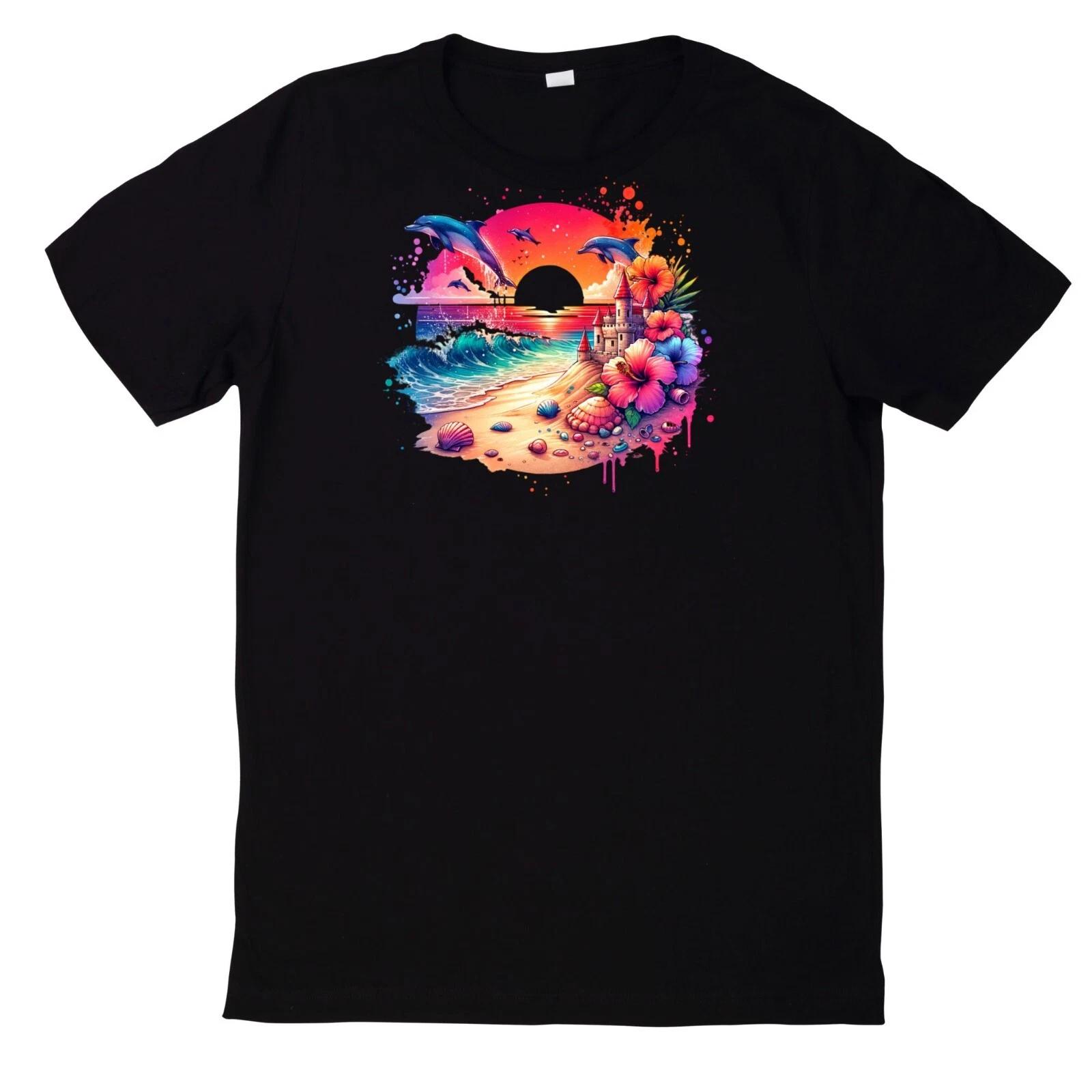 T-Shirt Sommer am Strand Motiv Baumwolle XS