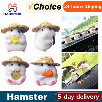 Simpatico Cappello di Paglia Anime Criceto Decorazione Auto Ornamenti per Console Ciondolo per Interno Auto Decorazione Auto Accessori Auto Cool