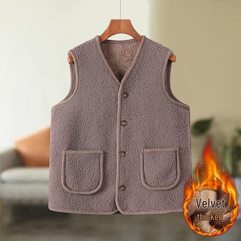 Women's Fleece-Lined Vest - Thickened, Sleeveless Autumn/Winter Jacket, Loose Fit, Plus Size, Fashionable Outerwear.