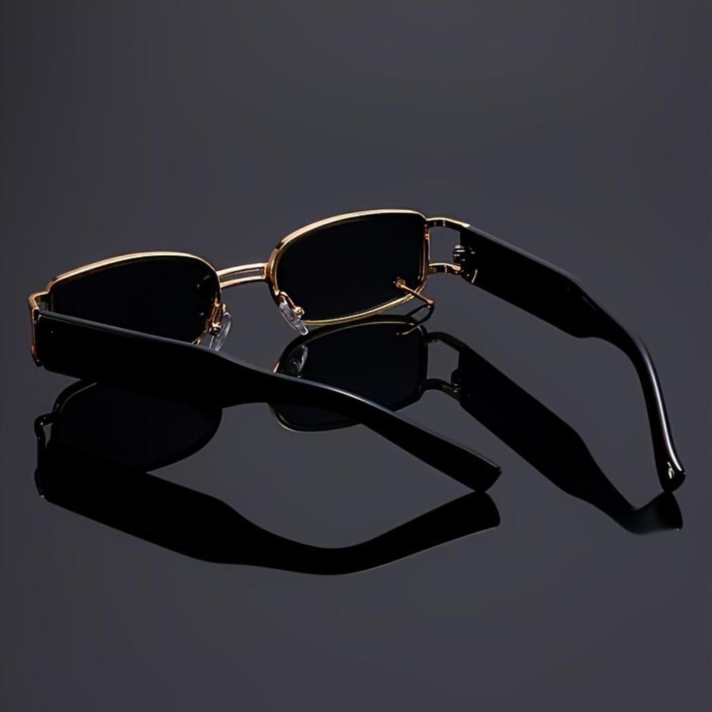 1pc Trendy Vintage Punk Rectangle Metal Frame UV400 Sunglasses Square Sun Shade Eyewear for Women Men Beach Vacation Eyeglasses