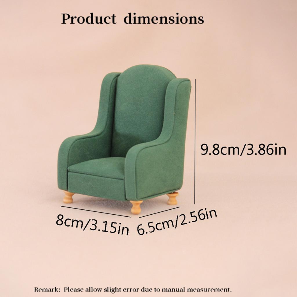 Miniature Sofa Model Figure 1/12 Scale Doll House Decoration Armchair with Washable Floral Fabric And Wood Frame Design