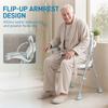 Foldable Shower Chair with Flip-Up Armrests, Shower Stool with Adjustable Height, Tool-Free Assembly, 136 Kg