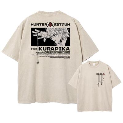 Vintage Anime Hunter X Hunter Säure T-Shirt Grafikdruck T-Shirts Herren Damen Manga Street Gewaschen 100% Baumwolle T-Shirts Unisex - Herren...