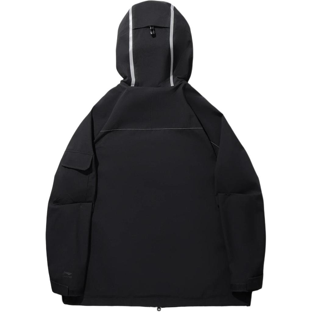 Li Ning Trench Coats Men's Black Hooded Moderate AWBV097-3