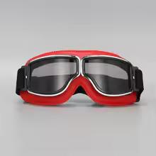 Vintage Pilot Motorcycle Goggles UV400 Windproof Scratch Resistant PC Lens with Leather Trim for Open Face Helmet