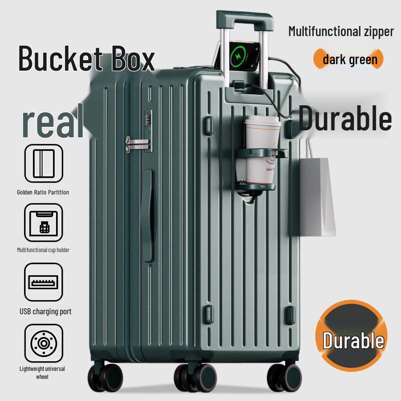 "Mala de viagem durável de 24 polegadas com porta-copos e trava resistente para homens e mulheres"