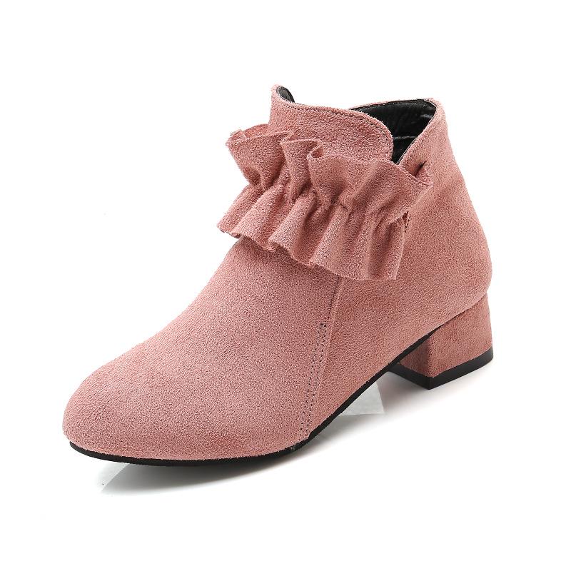 

Girls Winter Versatile Korean Short Boots Kids Martin Boots Fashion Heel British Boots size 27