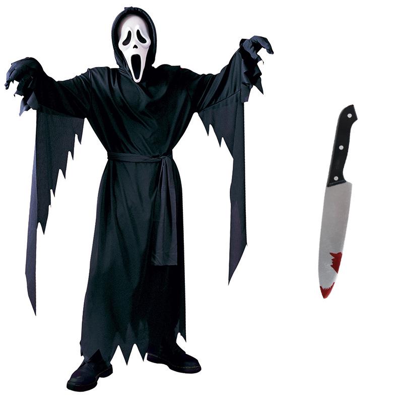 Scream Horror Cosplay Costume with Scary Knife for Kids & Adults
