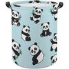 1pc, Collapsible Cartoon Cute Panda Laundry Basket, Light Blue Laundry Hamper Clothes Hamper Storage Bin for Bedroom Bathroom, Laundry Baskets