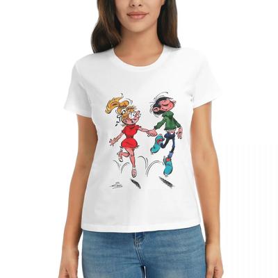 Women TShirt Gaston Lagaffe Big Ben Head Summer Short Sleeve Tees Crew Neck Cotton T Shirts Clothes Tops Streetwear