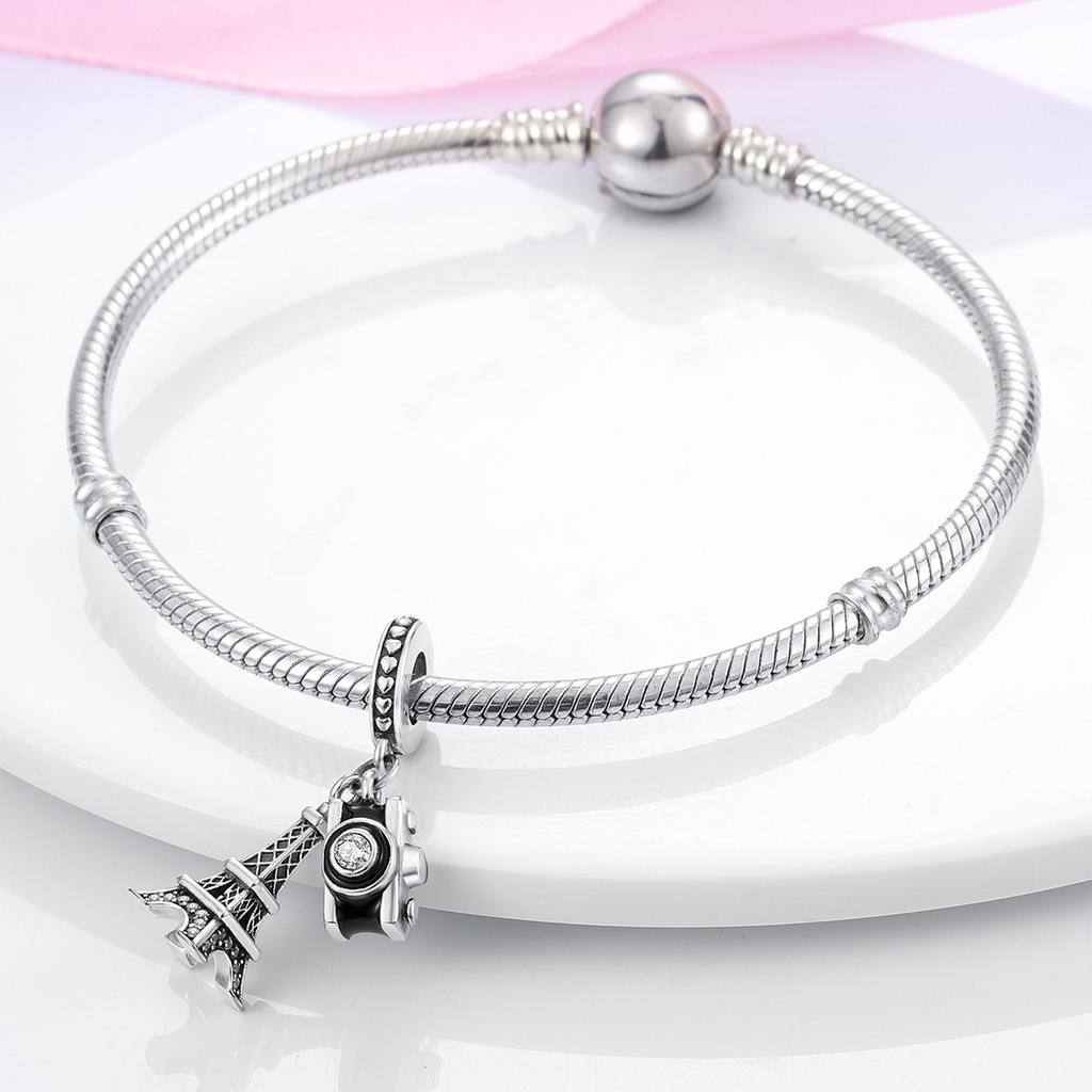 925 Silber Reiseflugzeug Kamera Anhänger Passend für Armband Halskette DIY Perle Für Frauen Schmuckherstellung Geschenk