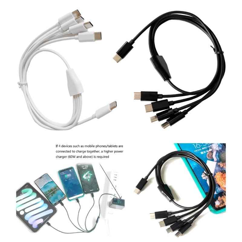 50cm Type-C 1 To 4 Charging Cable USB-C Cord Extension For Mobile Phones, Tablets Pads Connector