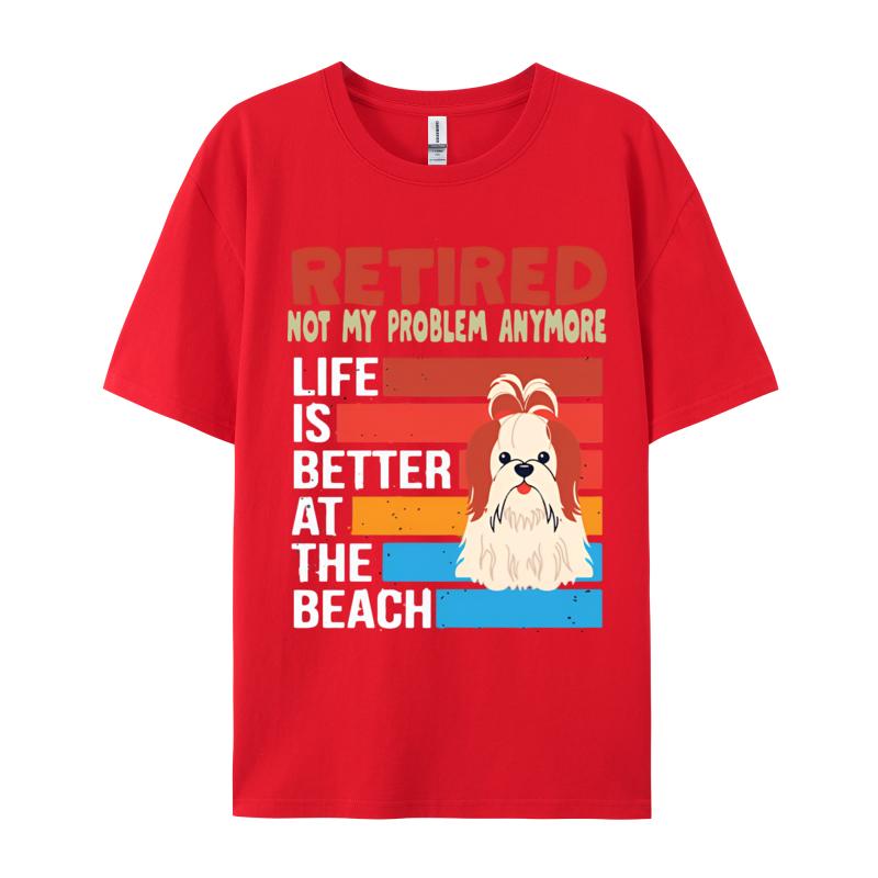 ShihTzu Life Is Better At The Beach Tshirt Dog Gift TShirt Cotton Tops T Shirt Fashionable Unisex Top TShirts Normal Clothing S