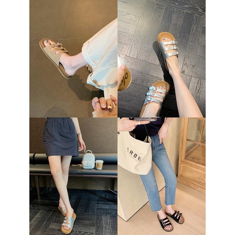 Sheepskin Grape Mother Three-breasted Slippers Women's Summer Versatile Casual Style Thick-bottomed Open-toed Birkencool Slippers