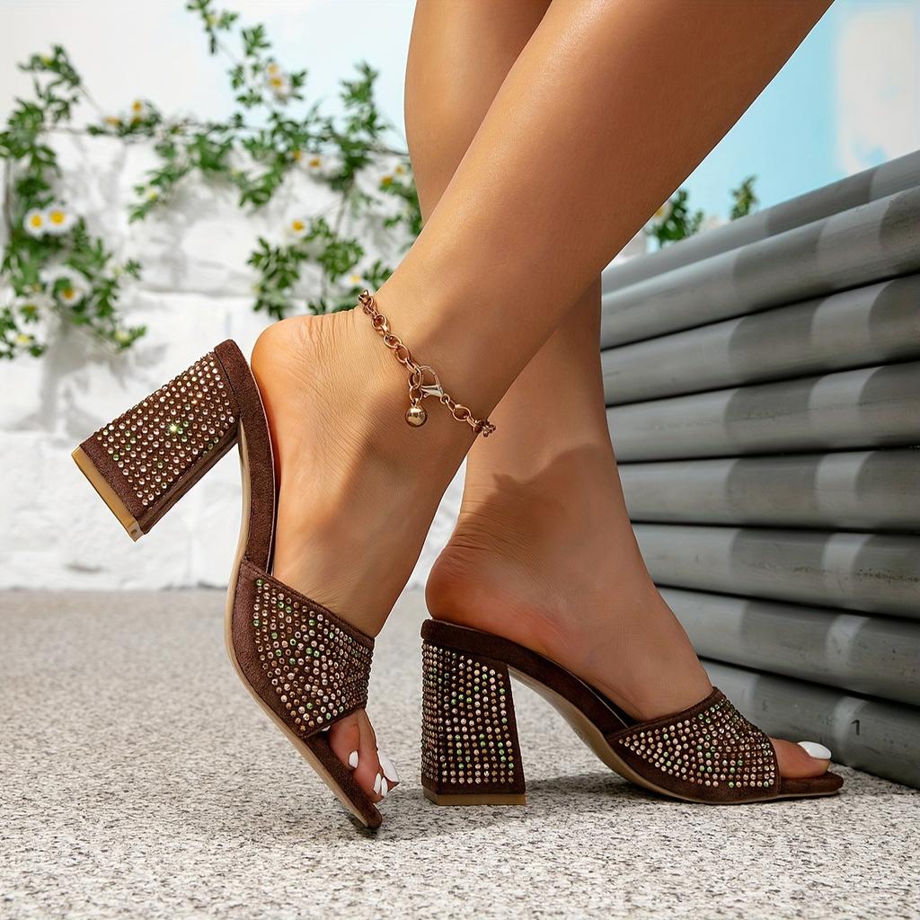 Huizhou women's shoes party party light brown high heels sandals women's thick heels high heels