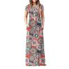 Women Fashion  Gradient Print Short Sleeve Spaghetti Maxi Dress