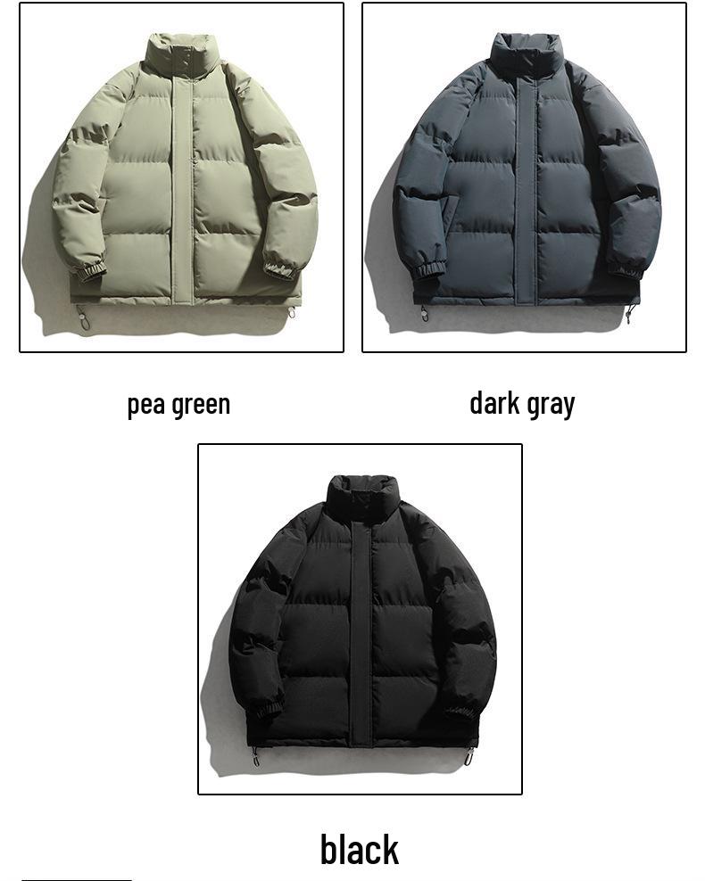 Unisex Puffer Jacket - Autumn/Winter Stand Collar, Cotton, Thick Outerwear for Couples