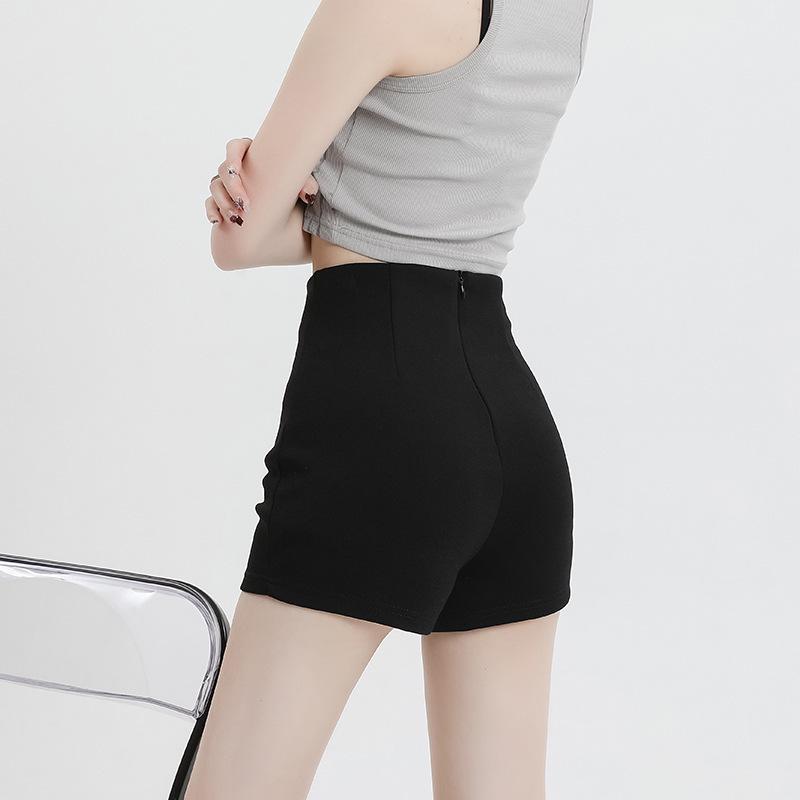 

2024 Черные женские летние шорты с высокой посадкой - Повседневные, Слим-фит, Горячие шорты 5XL чёрный