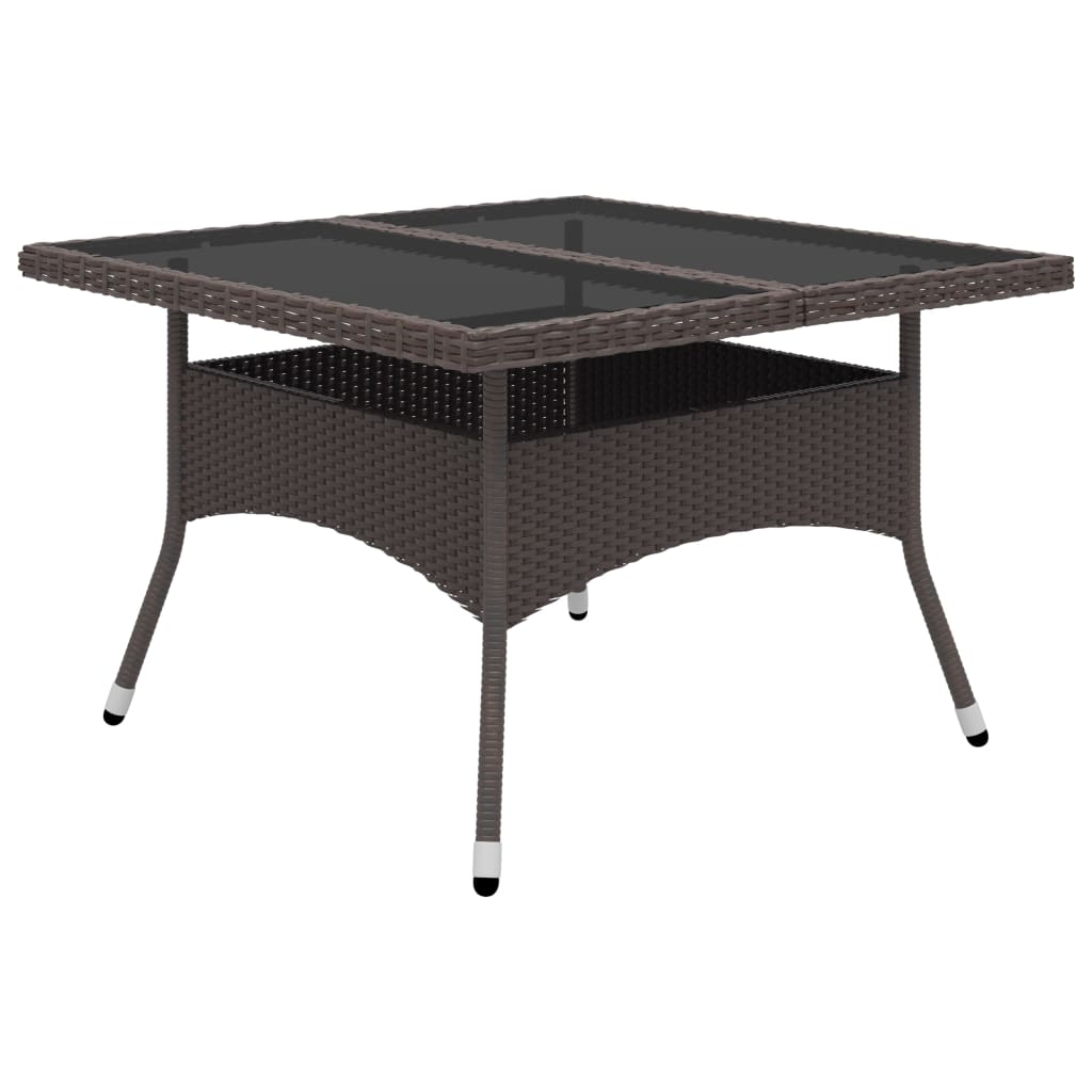 9 Piece Brown Garden Dining Set Poly Rattan & Tempered Glass