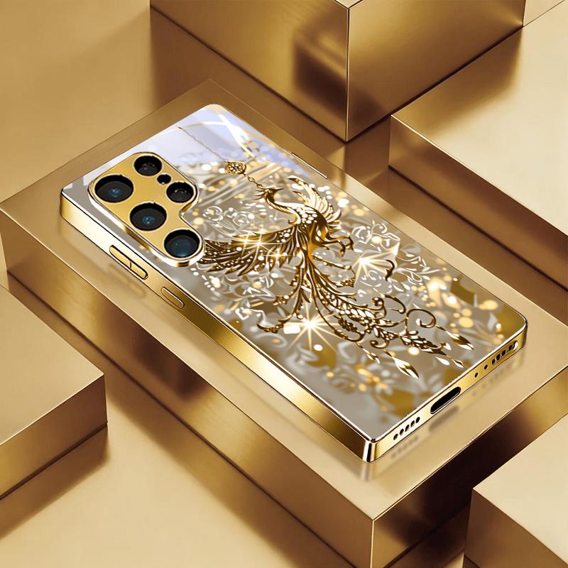 Shiny Gold Phoenix Electroplated Golden Phone Case For Samsung S25 Ultra S21 S22 FE S23 Plus S24 S20 S26 Note 10 10+ 20 Cover