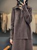 Women's Loose Cashmere Half-Patchwork Zipper Sweater - Autumn/Winter 23 Style