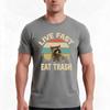 Live Fast Eat Trash Funny Raccoon Tshirt Summer Casual Cotton Tee Oversized Streetwear Tops Vintage Graphic Print