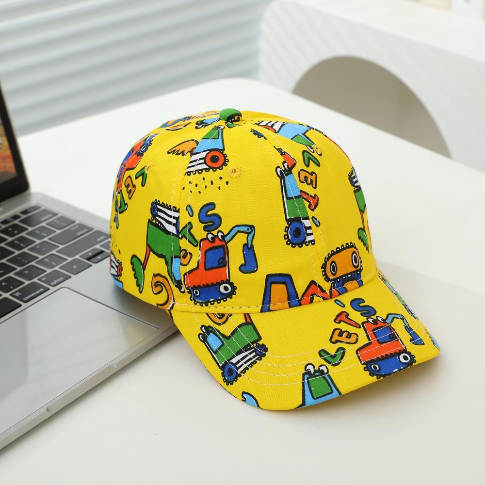 Sportmützen Baumwolle 2026 Sommer Baby Jungen Baseball Schule Cartoon Bagger Kinder Outdoor Kinderkappen für 2-8 Jahre Verstellbar