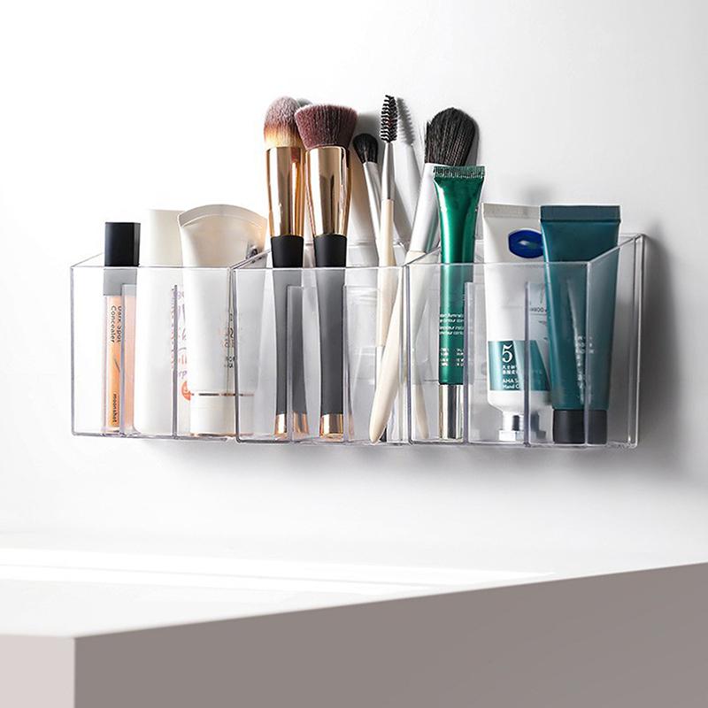 

Настенный ящик для хранения/Ящик для хранения с классификацией косметики Полка для ванной комнаты Ящик для хранения с перегородками для ювелирных изделий и губной помады A