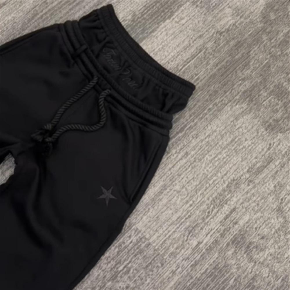 DC-Home-2 Y2K Heren Joggers Gothic Trendy Dubbele Taille Unisex Joggingbroek Hip Hop Amerikaanse Stijl Retro High Street Casual Trainingsbroek L zwart