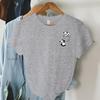 New Women Short Sleeve Top Summer New Pocket Panda Cartoon Printed T-shirt Korean Fashion Women Tops Loose Round Neck T Shirt