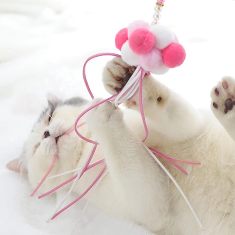 Cat teasing stick plush combination cat toy acrylic fairy cat teasing pole durable and bite resistant long pole cat toy