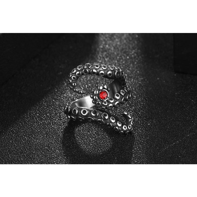 Meier Men's Octopus Ring - Adjustable Open Design, Trendy & Punk-inspired Squid Ring