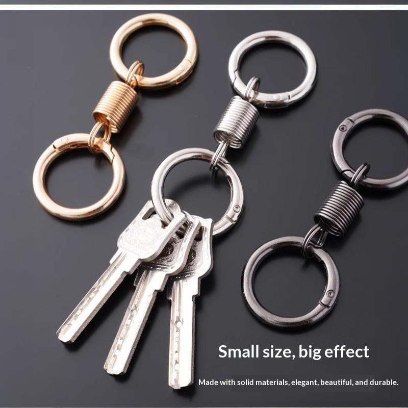 Spring Loaded Zinc Alloy Dual Ring Keychain Heavy Duty Portable Key Organizer for Daily Use Birthday Gift