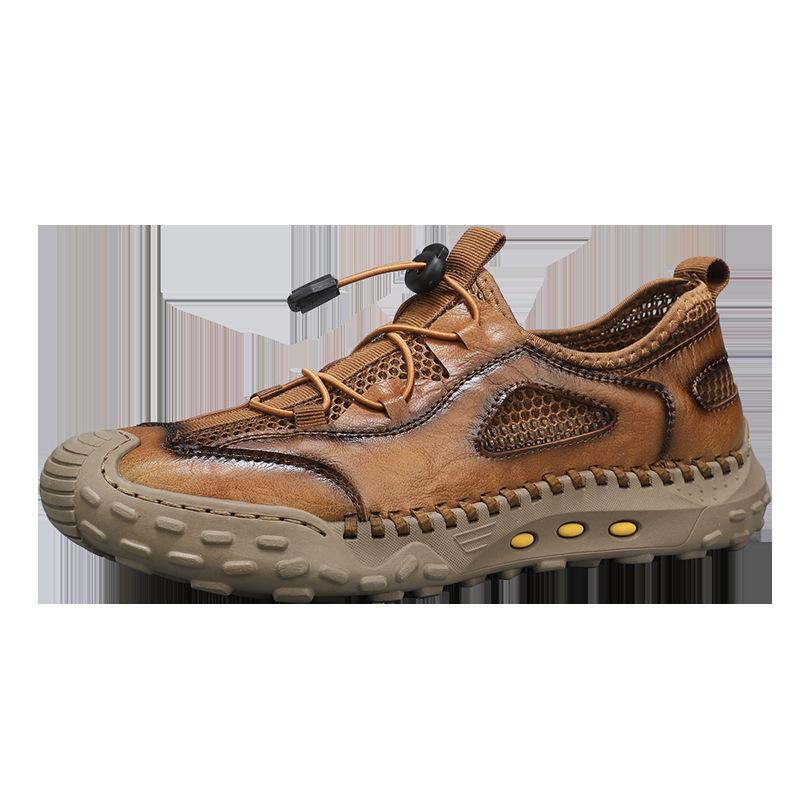 

Кроссовки мужские 2025 новые летние дышащие сетчатые туфли мужские на одной педали с полой мягкой подошвой нескользящие универсальные повседневные туфли 48 золотистый