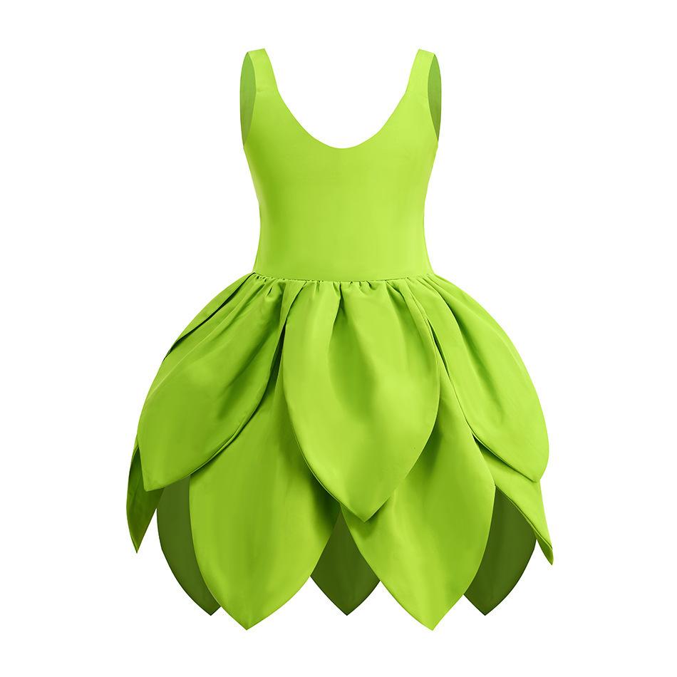Halloween Children'S Green Elf Necklace Wonderful Fairy Tinker Bell Princess Dress Tinker Bell