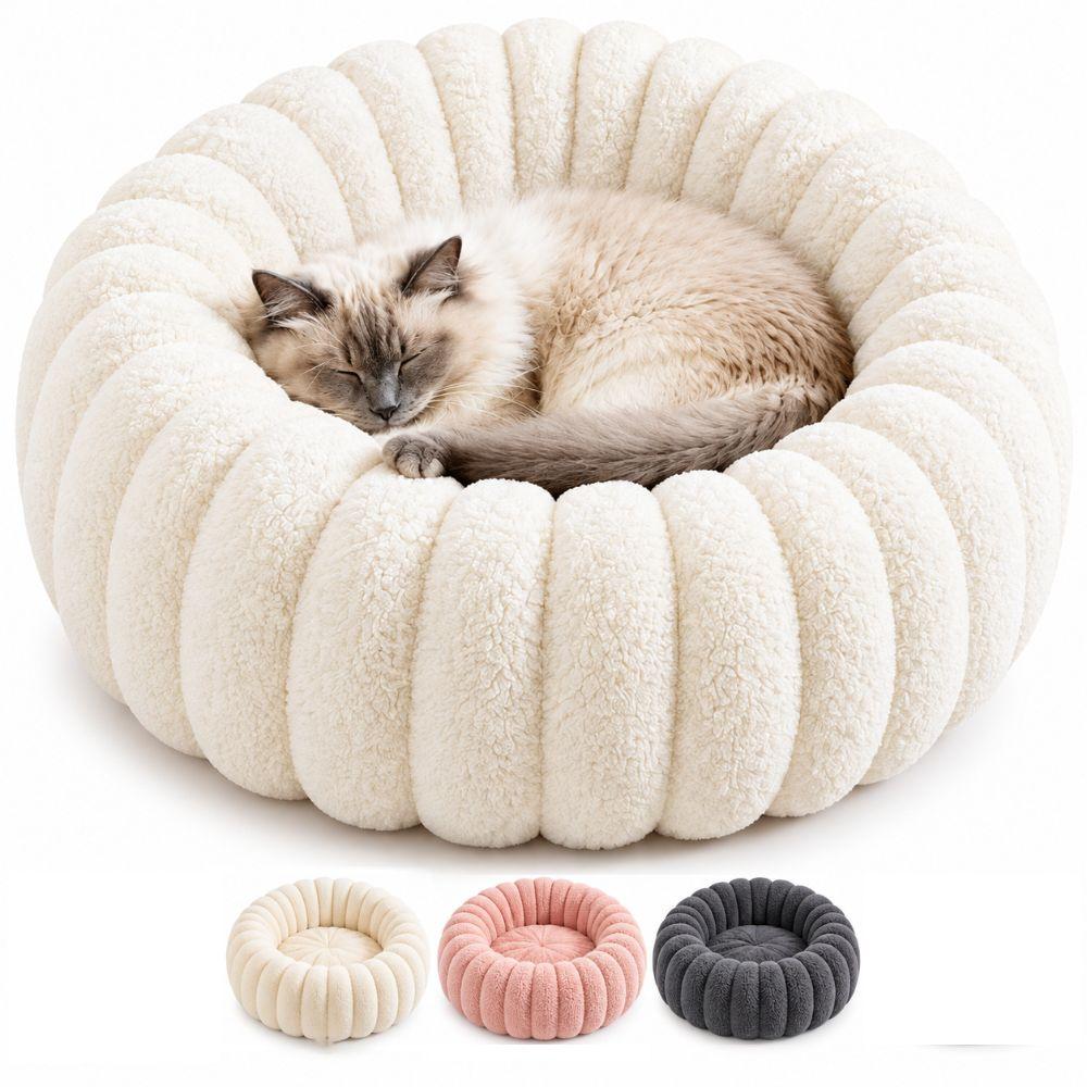 Ultra Soft Round Pet Bed Plush Material Large Dog Bed Cozy Cat Sofa Bed  For Dog Cats