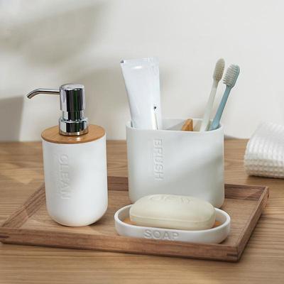Badkameraccessoires Wassen Tandenborstel Tandpastahouder Vloeibare zeepdispenser Box Pompfles Wassen Toiletborstelset