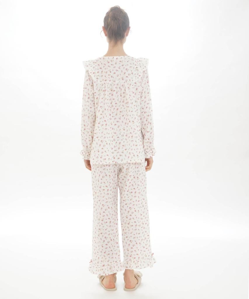 Narue Double Gauze Petite Rose Pajama Size White Women's Set, 50,