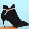 Black Heeled Female Short Shoes Autumn Winter Warm Pointed Toe Women's Ankle Boots Trend 2025 On Offer Hot Large Size Booties