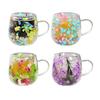 Double-Wall Glass Mug with Dried Flower Design 250ml Heat-Resistant Borosilicate Glass Cup for Milk Coffee Breakfast Insulated Glassware for Home