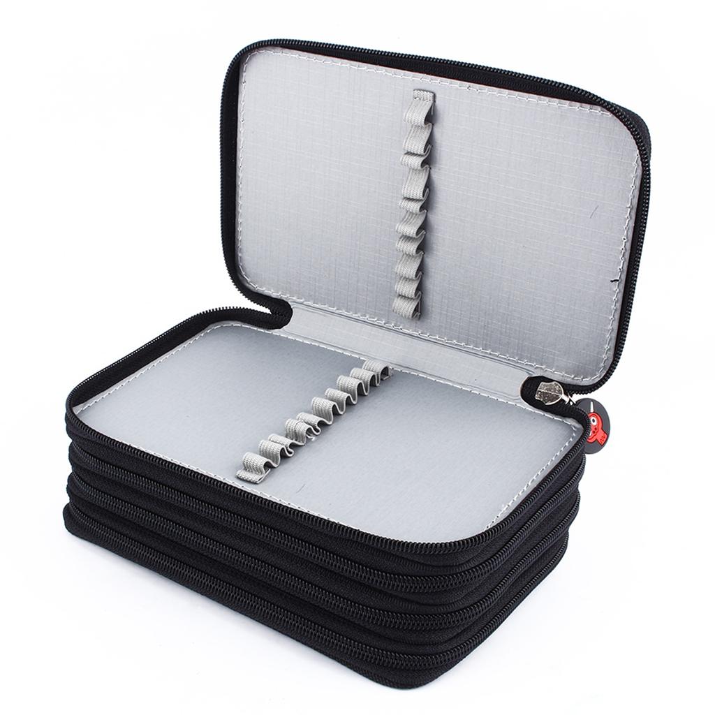 72 Inserting Super Large Capacity Multilayer Pencil Pen Bag Pouch Cosmetic Case Black