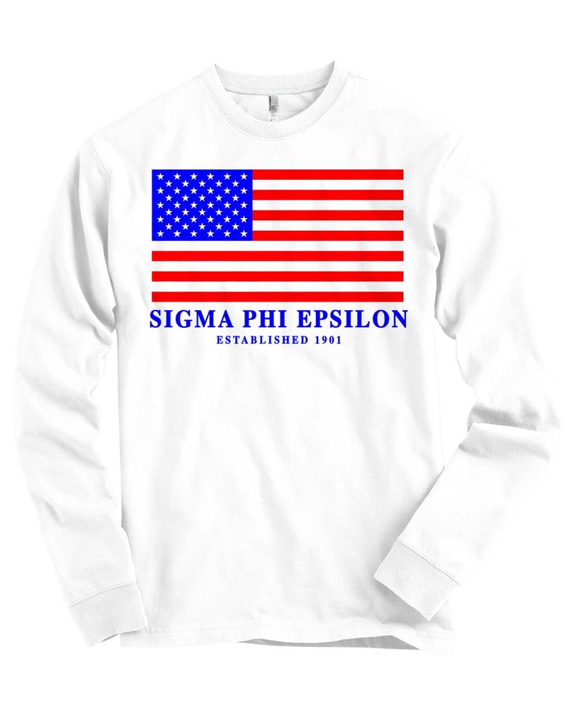 Sigma Phi Epsilon USA Flag Bella + Canvas Long Sleeve T Shirt NEW
