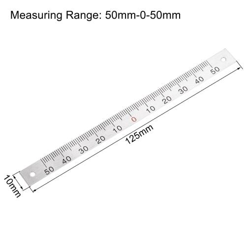 uxcell Center Measuring Ruler, Workbench Ruler, 50mm-0-50mm Measuring Range, Adhesive Tape, Aluminum, with Hole (From Center)