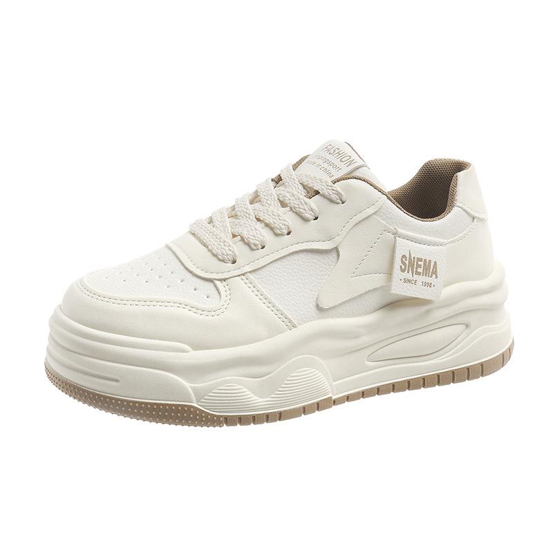 

2025 spring, summer and autumn new thick-soled leather casual little white shoes heightened and comfortable versatile muffin women s board shoes 40 білий