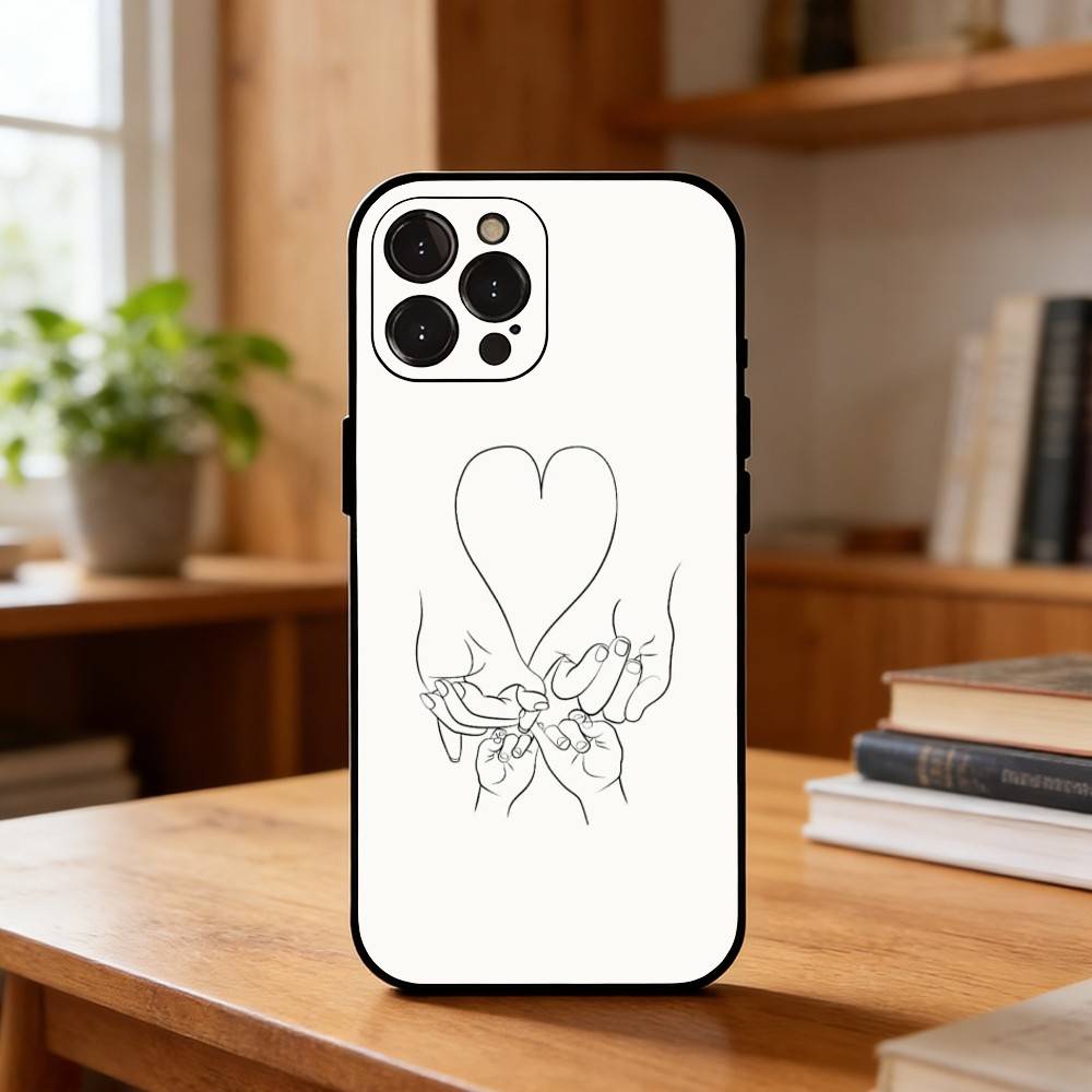 M-Mom Daughter Son Dad Hold H-Hands Phone Case For iPhone17 16 15 14 13 12 11 Pro Max Plus,5G Soft Black Case