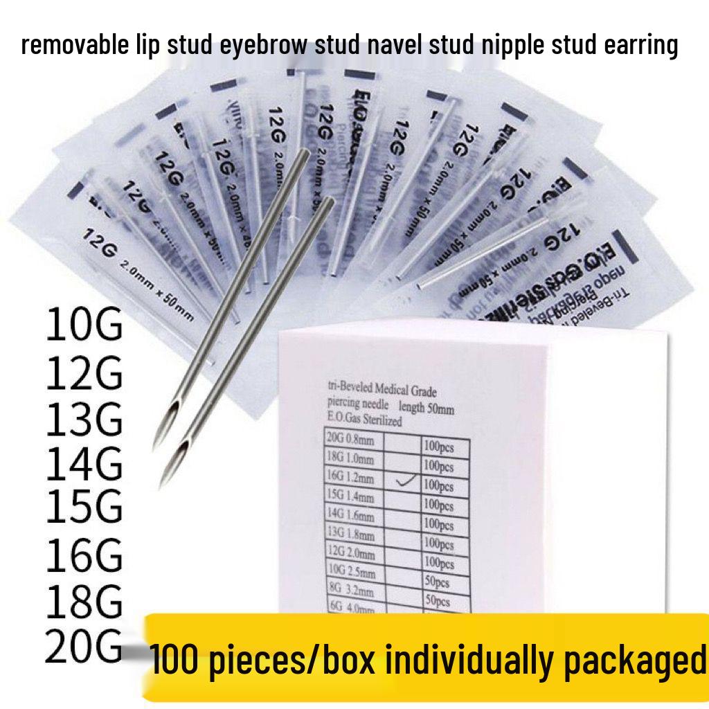 

Трансграничный титановый набор для пирсинга: Пирсинг губы, языка и уха с иглами и проводником 20G 0.8mm