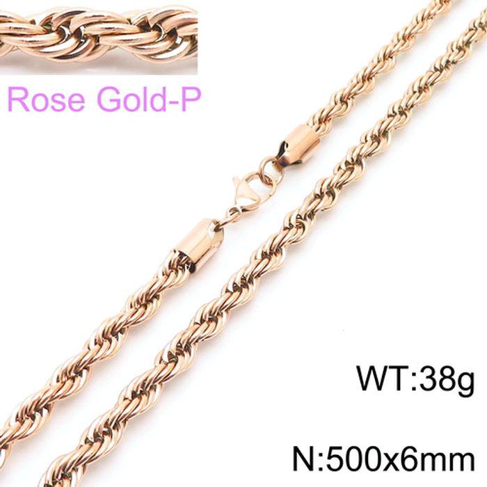 Spot Multi-Size Stainless Steel Twisted Rope Chain Necklace for Couples - Unisex Titanium Steel Design